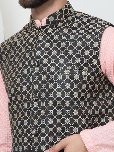Image of Sojanya (Since 1958 Men'S Silk Blend Kurta Pyjama & Nehru Jacket Combo
