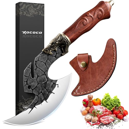 ROCOCO Viking Cleaver Knife Birthday - Butcher Meat Cutting Boning Knife Hand Forged...