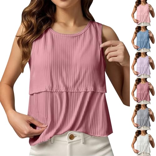 Camiseta Lactancia Invierno Blusa de Maternidad Suave y cómoda de Manga Corta para amamantar. (Watermelon Red XL)