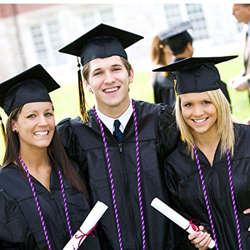 Image of Graduation Honor Cord Purple and White Yarn Honor Cord with Tassel 67 inch Long for Graduation Ceremony