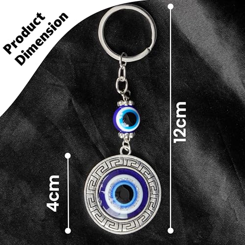 Image of Storite Set of 3 Evil Eye Keychain For Bike /Car, Gifting with Key Ring, Anti-Rust Blue