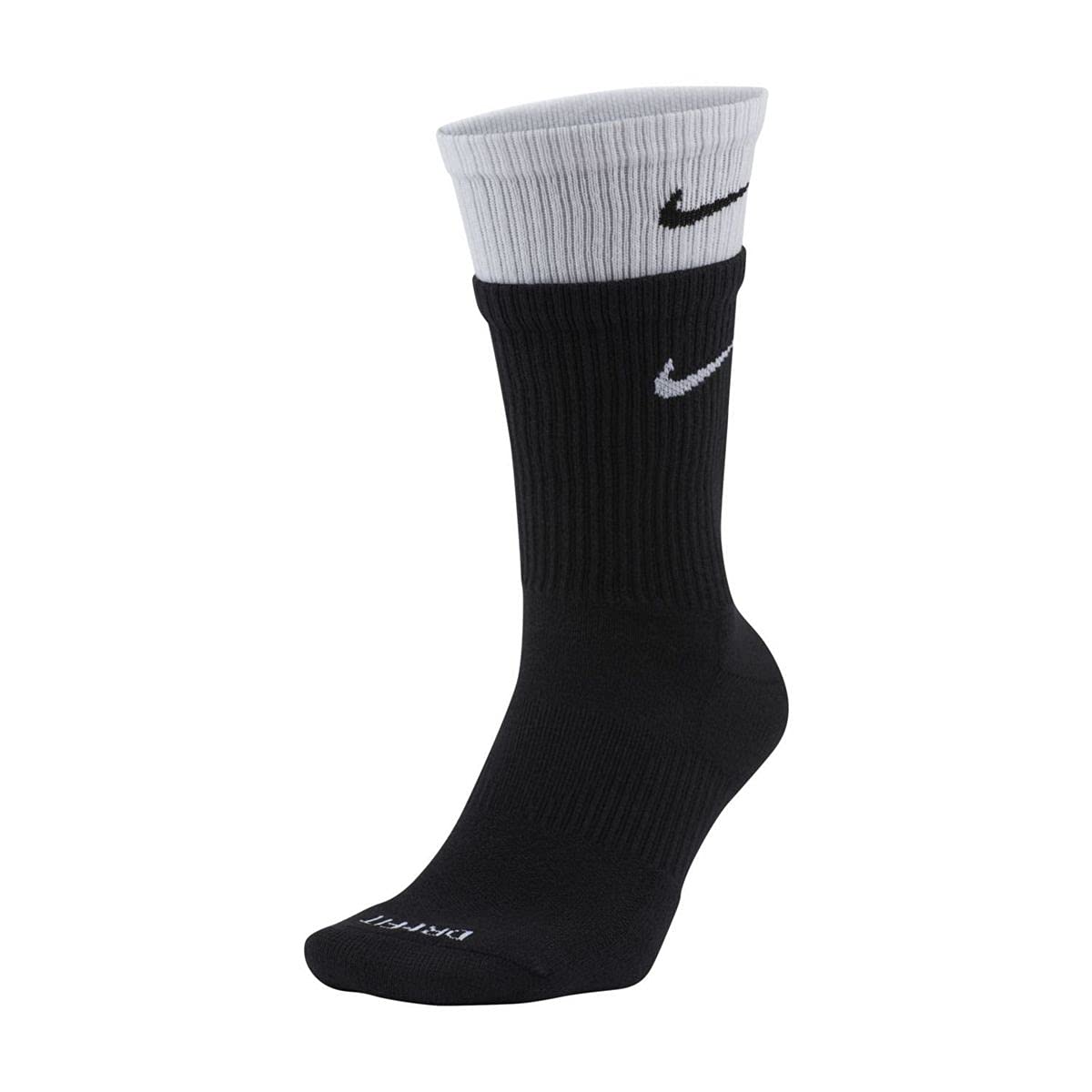 NikeMen's Everyday Plus Dri-FIT Cushioned Training Crew Socks, size LARGE, Blackwhite, L