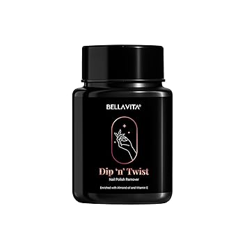 BELLAVITA Dip 'n' Twist Nail Polish Remover with Vitamin E and Almond Oil | Acetone Free Formula| Quick and Easy Removal | Gentle on Nails | 60ml