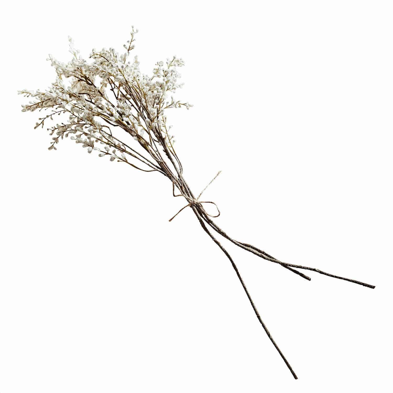 Loberon Deko-Zweige 3er Set Palmyra, weiß/braun | handgefertigt, naturgetreue Weidenkätzchen-Optik, Kunstblume, Dekoration, Kunststoff, Eisendraht