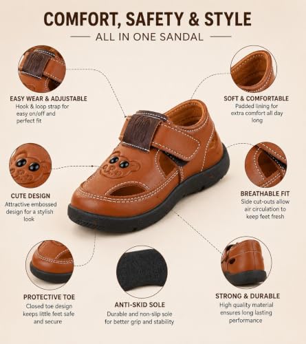 Image of Goal-1 Sandals Casual Fisherman Adjustable Sporty Summer Closed Comfortable Toe Sandals with Premium PU Padding For unisex kids-pack of 1(18 Months-4.5 Years)
