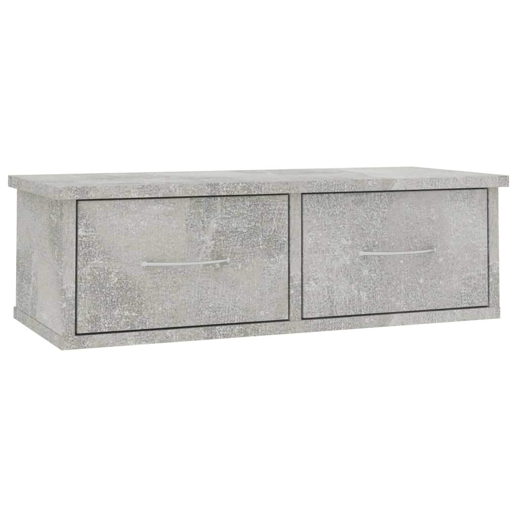 vidaXL Wall-mounted Drawer Shelf Concrete Grey 60x26x18, — image 1