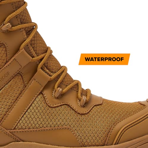 MAGNUM Blackhawk 8 Inch Waterproof Men's Military & Tactical Boots, Military Work Boots Men with Side Zipper, Botas de Trabajo Para Hombre - Tan/Tan, 7.5 Medium2
