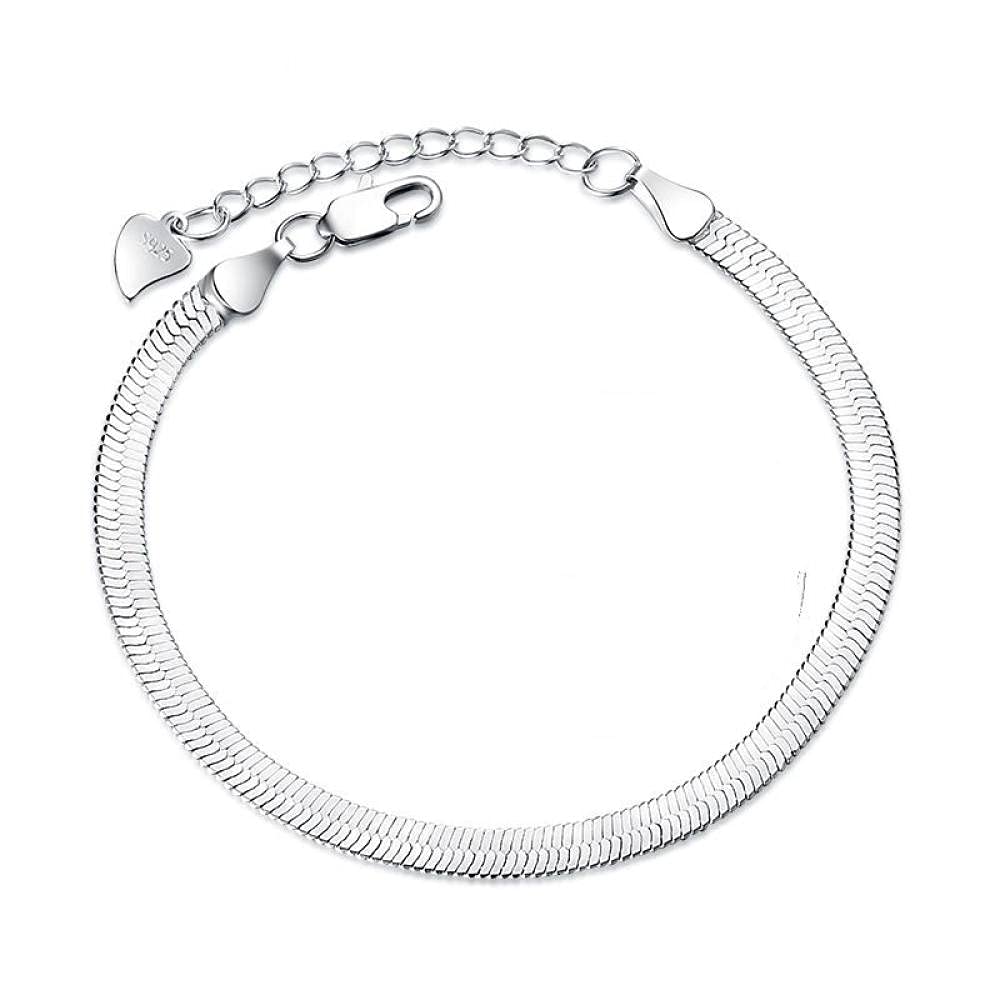 QHQQXN MOCHAMIK Brazalete Pulseras de Cadena, Plata de Ley 925 Exquisita Cadena de Serpiente de Plata a Mano Joyería de Plata de Moda Regalos para Hermanas Amigas Parejas Mamá