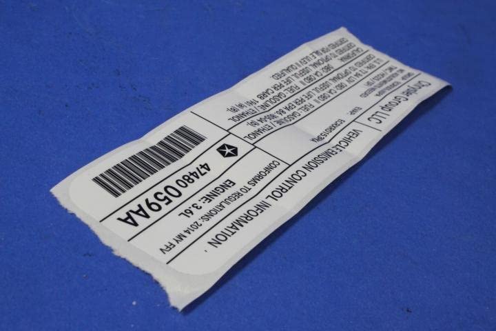 Mopar 68406450AA LABEL VEHICLE EMISSION CONTROL IN