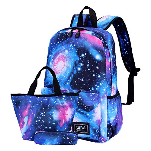 Galaxy School Bags Set, SAMIT Kids Backpack Waterproof Lightweight Backpack Book Bag with Pencil Case Lunch Bag