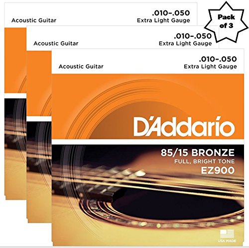 EZ900 85/15 Bronze Great American Extra Light Acoustic Guitar Strings (Pack of 3)