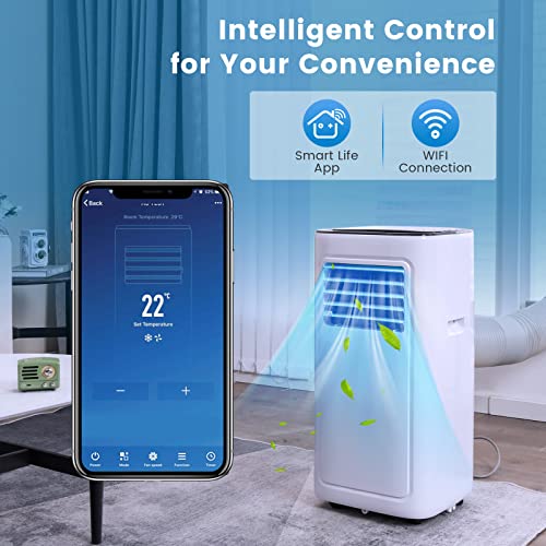 COSTWAY 4-in-1 Portable Air Conditioner, 8000 BTU Air Cooler, Dehumidifier, Fan, Sleep Mode with with WiFi Smart APP, 24H Timer, 2 Speed, Remote Control, LED Display & Window Kit - Image 4
