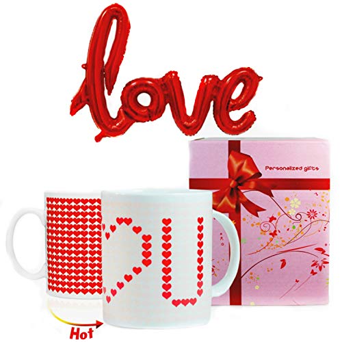Color Changing Valentines Coffee Mug, I Love You Magic Heat Sensitive Cup plus