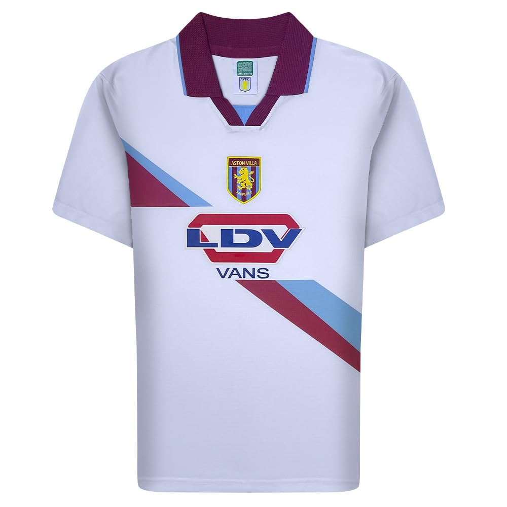 Score Draw Men's White/Claret Aston Villa 2000 Away Retro Football Shirt XX-Large Polyester