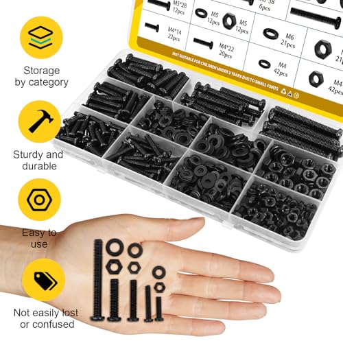 image for Fgruh 225pcs Screws and Nuts Assortment Kit,M4 M5 M6 Phillips Pan Head