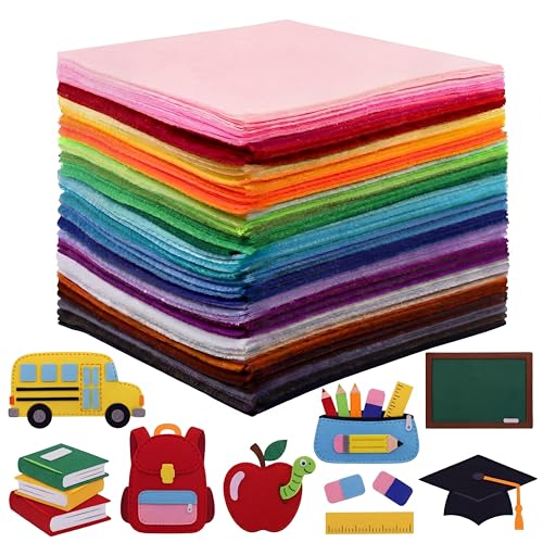 Image of Moukeren 240 Pcs 9.8 X 9.8 Inch Felt Sheets, 20 Colors | Stiff Fabric Squares Ideal Craft Sewing, DIY Patchwork Projects, Nonwoven Material, Bulk Supply Holiday and Festival Decor