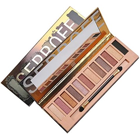 SEPROFE 12-color eyeshadow palette make-up tray metallic matte pearlescent set nude professional waterproof long-lasting smoky makeup set ladies eyeshadow glitter (B) Cover