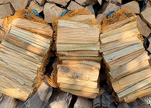 Anfeuerholz 9 Kg (3 Netze a 3 Kg), Anzündholz, Holzstücke, trocken, sofort einsetzbar von Landree® Cover