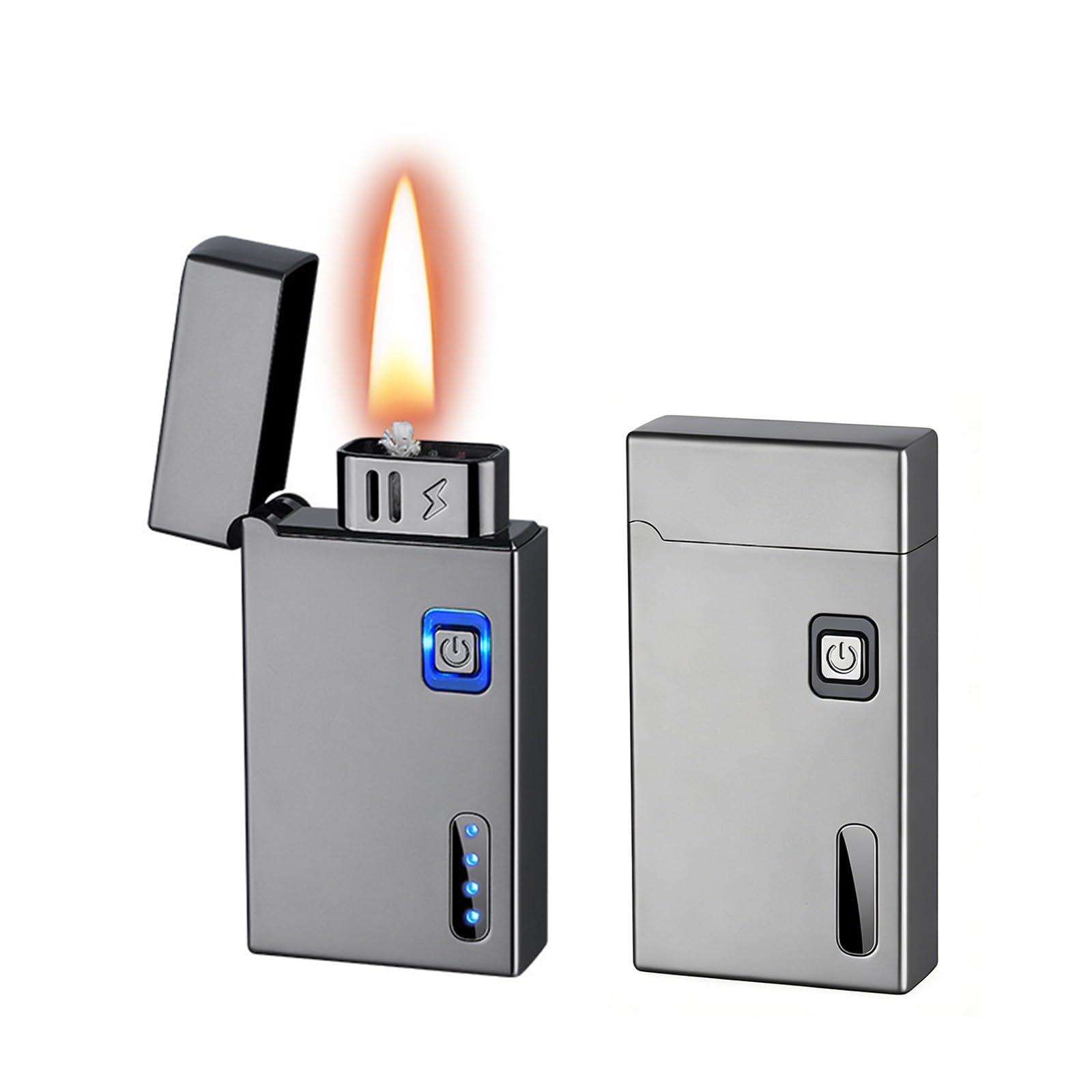 Intelligent voice-controlled soft-flame kerosene lighter, with a visible transparent vent, multiple ignition methods windproof lighter, suitable for outdoor camping, and a great(Metallic6)
