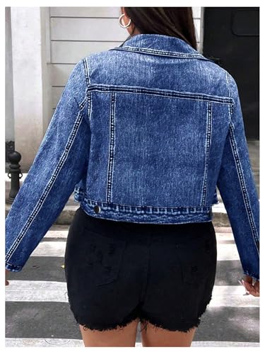 MakeMeChic Women's Plus Size Jacket Button Down Collared Long Sleeve Y2K Coat2