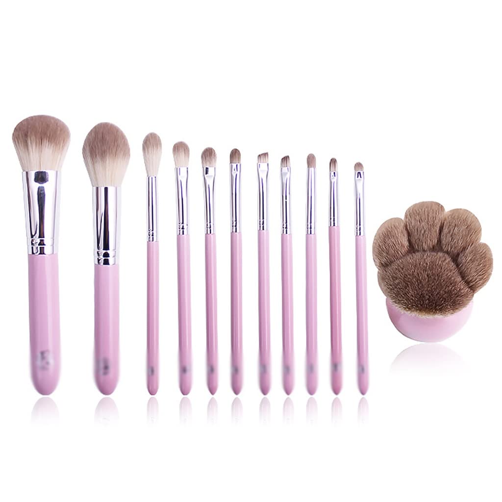Juegos y Kits de 12 brochas de Maquillaje, brochas de Pelo sintético de Color Rosa, Herramientas de Maquillaje, brochas
