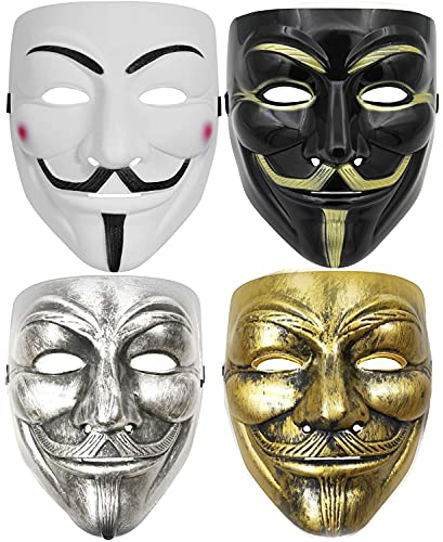 Slxdex 4 pack v for vendetta mask set for kids women men cosplay …