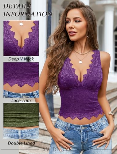Image of Avidlove Lace Tank Tops for Women Summer Going Out Tops Y2k Sexy Lace Top