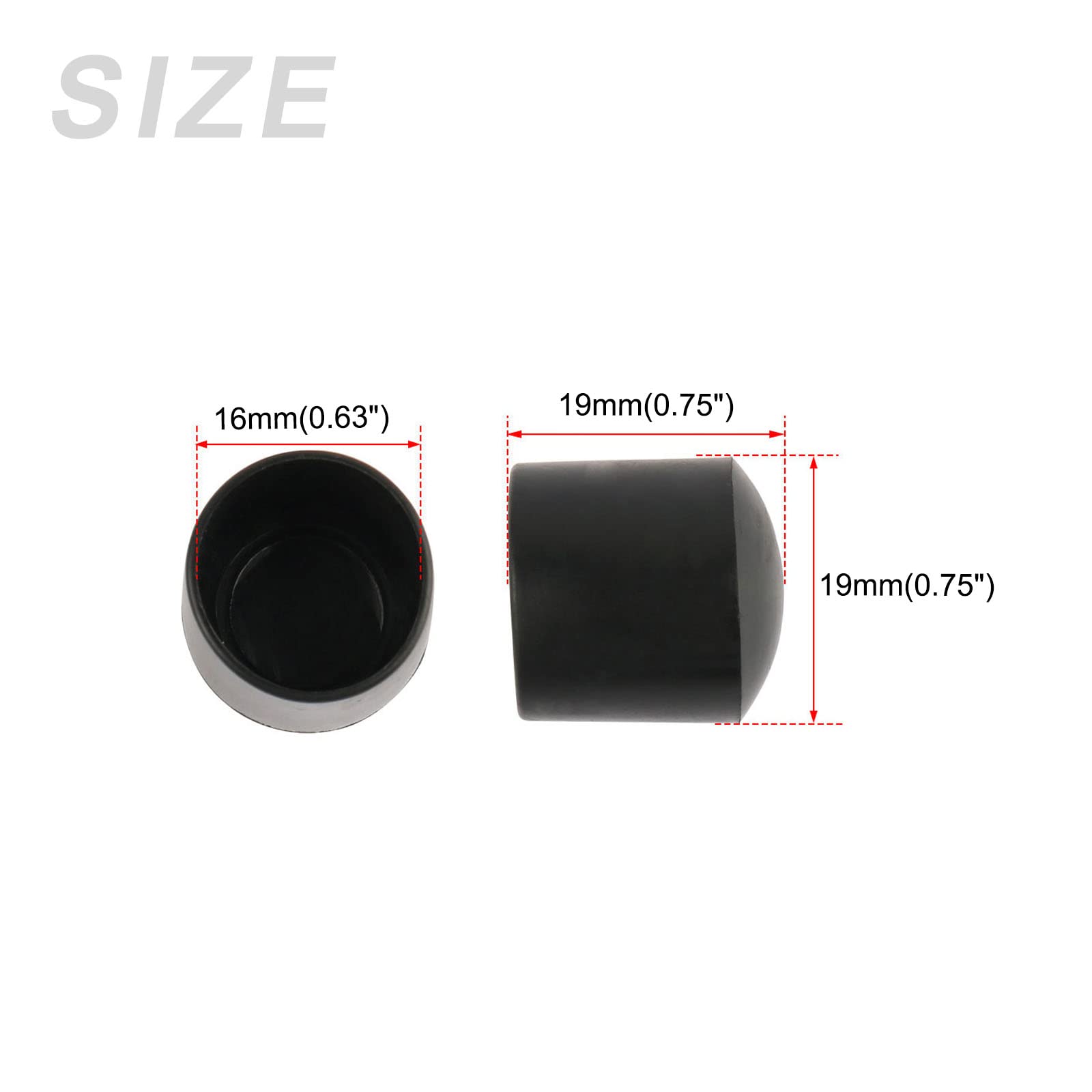 METALLIXITY Chair Leg End Cover (16mm Dia) 32Pcs, PVC Furniture Feet Caps Floor Protector - for Sofa Table Patio Chairs Black - Image 2
