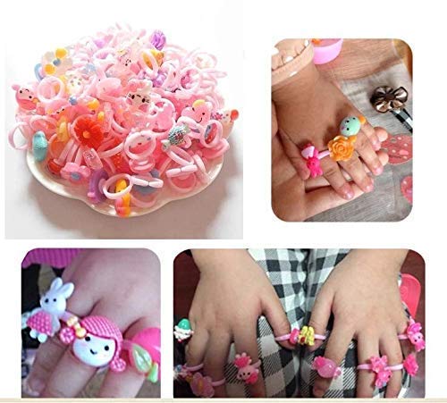 ARTLABEL Kids Girls Cartoon Pretend Play Toy Fancy Cute Lovely Jewelry finger rings with Free Bracelet Accessory for Children Best for Return gifts (Pack of - 10) Suitable for age 2 -10 yrs