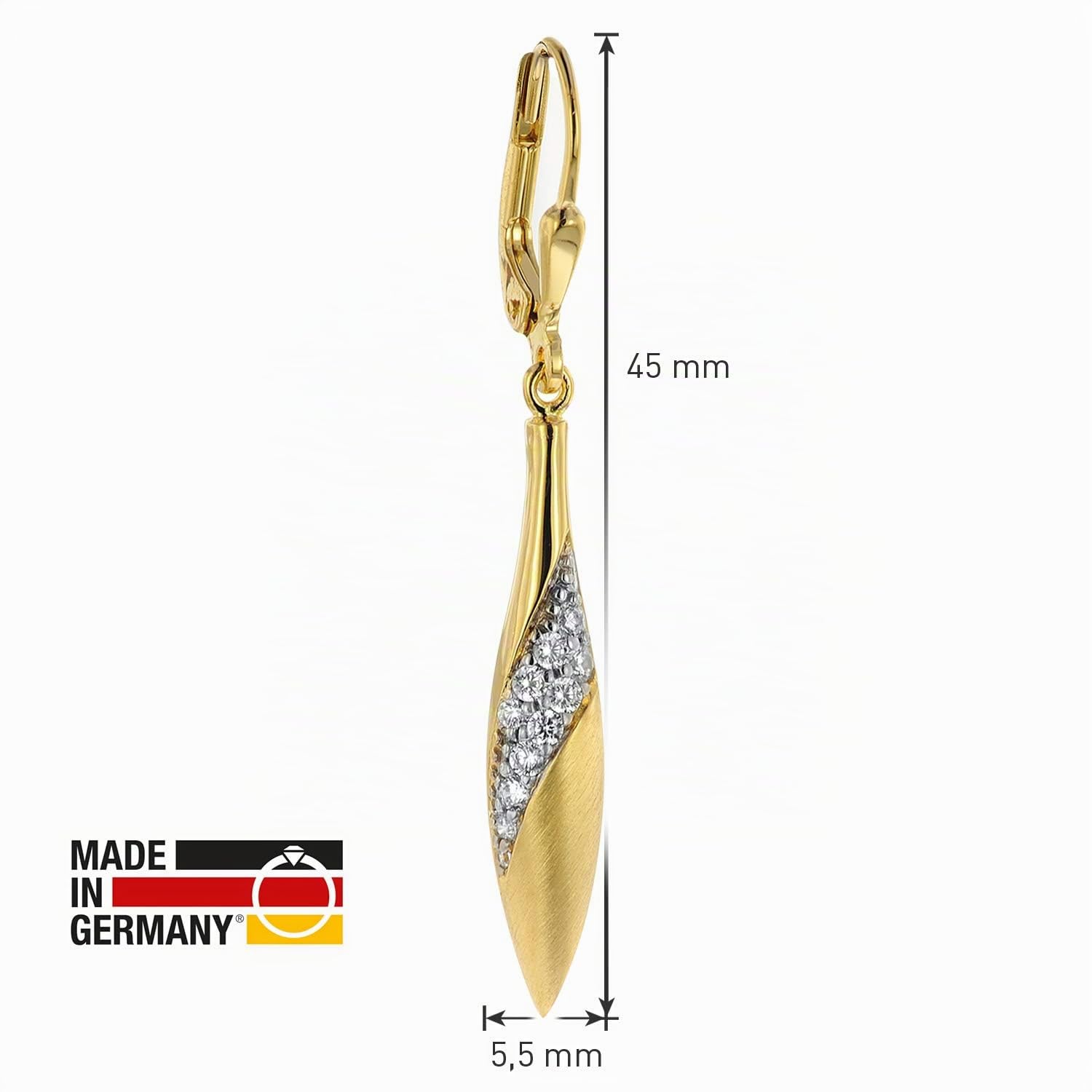 trendor Damen Ohrringe Gold auf Silber 925 Zirkonia Ohrhänger 39032