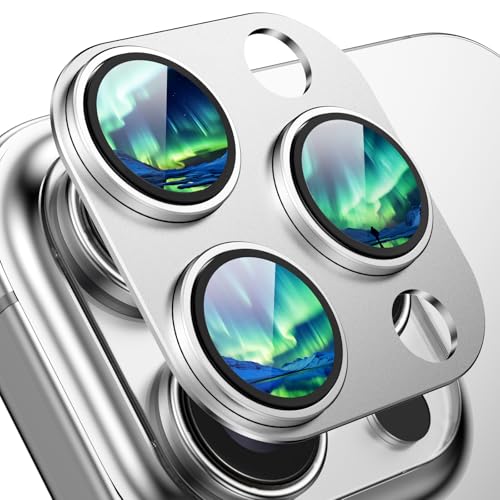 Image of HelloDeere 9H High-alumina Tempered Glass Camera Lens Protector for iPhone 14 Pro Max /14 Pro Lens , Military-Grade Shatterproof with Strong Adsorption, Full Coverage Case-Friendly Cover (Silver, iPhone 14 Pro /14 Pro Max)