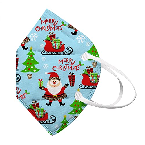 NIMIZIA 10 Stück Weihnachtsmaske Kinder Mundschutz 5 Lagige Schutz_Maske mit Motiv,Bunt Weihnachten Bandana Mund Nasenschutz Staubdicht Mund-Nasen Bedeckung Atmungsaktiv für Jungen Mädchen… Cover