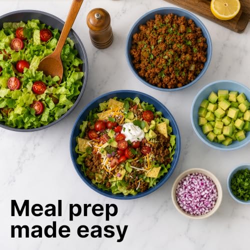 Image of Zulay Kitchen 12 Piece Plastic Mixing Bowls with Leak-Proof Lids Set - Microwave and Freezer Safe Kitchen Mixing Bowls for Preparing, Serving and Storing - Large Nesting Bowls (Twilight Ombre)