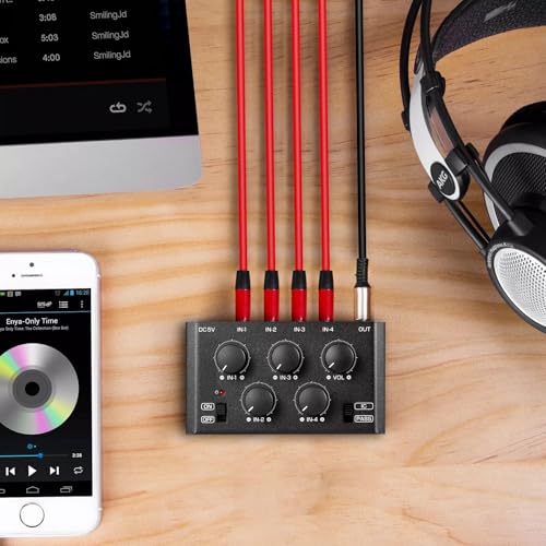 Mini Stereo-Audiomixer mit 4 Kanälen und sehr geringem Rauschen für Heim/Studio/Bar Line-Mixer (MC5-BX)