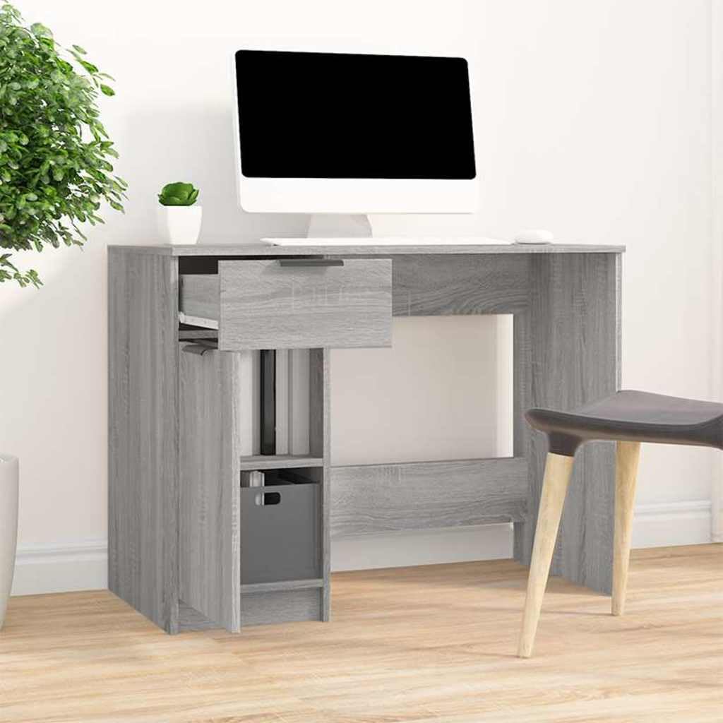 Scrivania 100 x 50 x 75 cm legno lavorato grigio rovere Sonoma con cassetto
