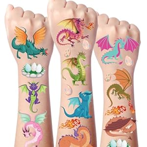 Dragon Temporary Tattoos for Kids – 220+ Dragon Party Favors Decorations Supplies Cool Dragon Fake Tattoos Stickers Boys Girls West Dragon Temporary Tattoos Bulk Gifts