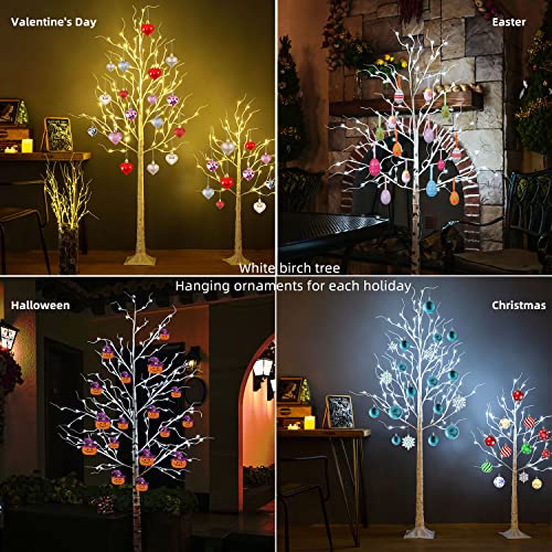 Zhouduidui Lighted Birch Tree, 4Ft 48Led Birch Tree Lights, Mothers Day Decor Gifts Indoor Outdoor Artificial Twig Tree Light 9Modes Timer For Christmas Home Party Wedding Decor,Warm & Cool White #TOP3