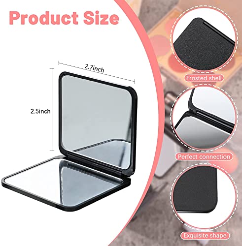 Mpowtech Magnifying Compact Cosmetic Mirror, Folding Makeup Hand Held Pocket Vanity Mirrors,Small Compact Mirror 2 X 1 Magnification,Perfect For Purses And Travel (Black) #TOP4