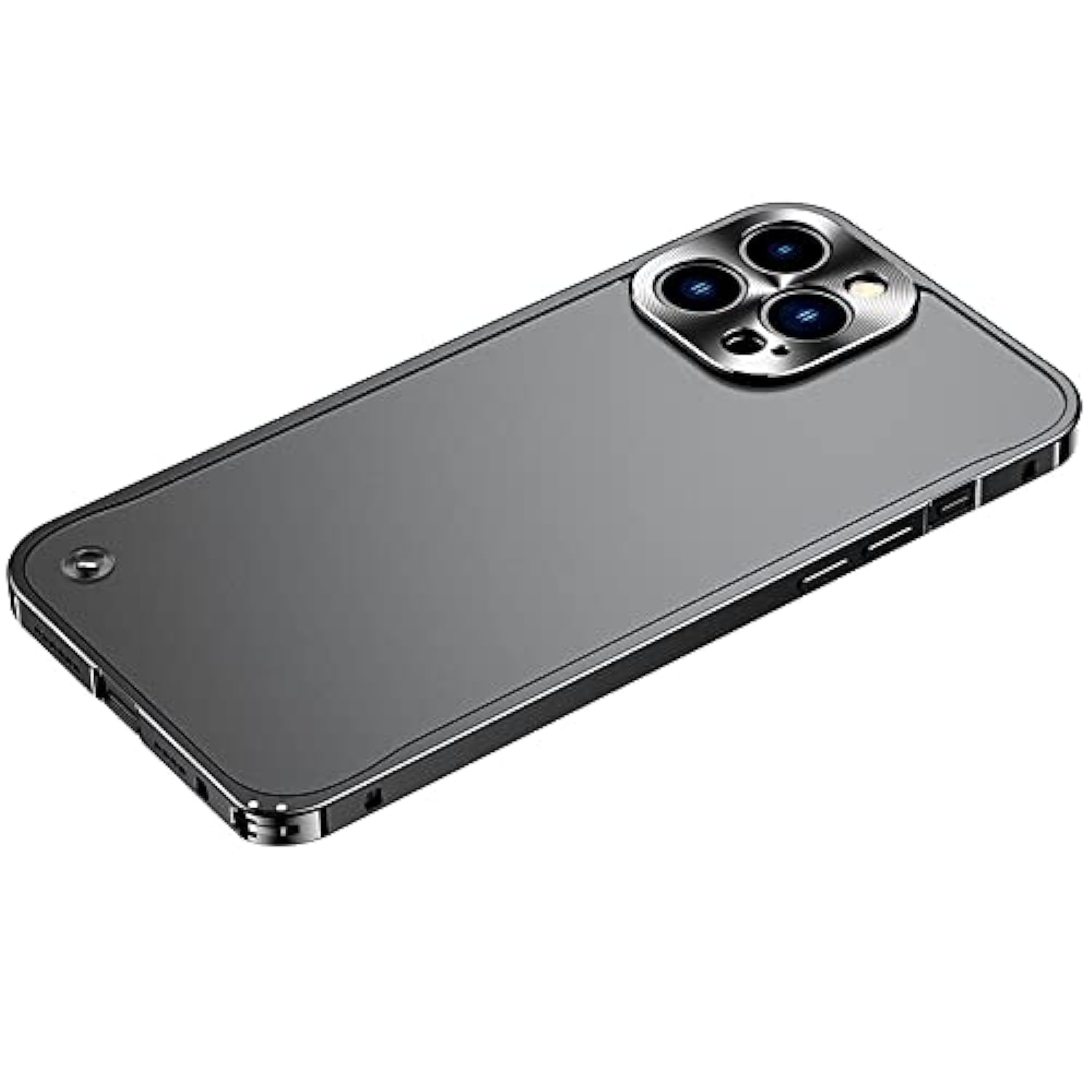 Aluminum Metal Frame and Frosted Back Shockproof Phone Case For iPhone 13 Pro (Black)