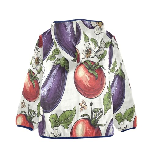 Vegetable Floral Pattern Print Toddler Fleece Jacket Girl Boys Hooded Fleece Jacket Coat Warm Outwear Zip-up 3-10T2