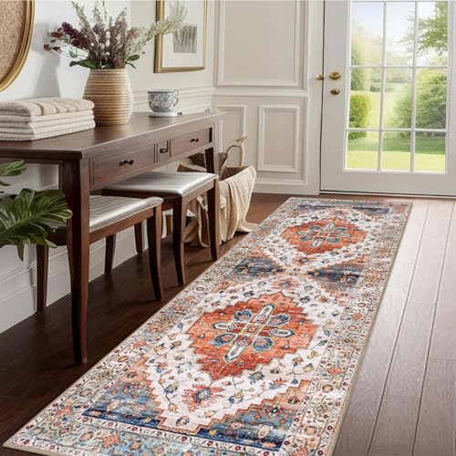 Hallway Runner Rug 2x6 Distressed Washable Vintage Kitchen Non Slip Bedroom Kitchen Laundry Room