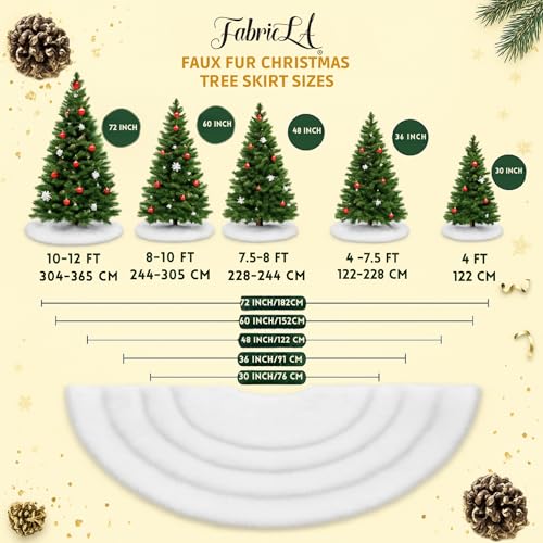 Image of FabricLA Burgundy Faux Fur Tree Skirt Cut - 30-Inches with Rounded Edges (No Backing) for Christmas