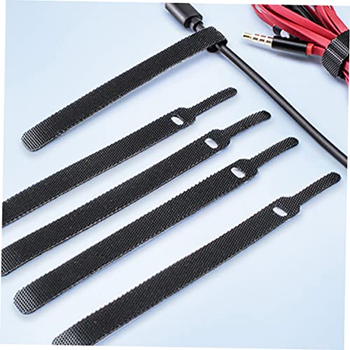 SHINEOFI 40 piezas sujetacables para escritorio reutilizables, correas para organizar cables, gestión de cables negras miniatura 5