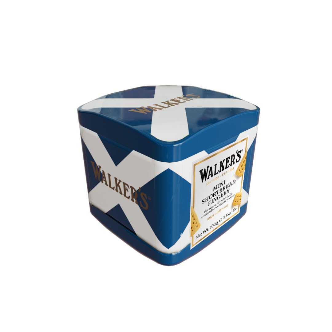 Walker's Shortbread Mini Fingers Saltire Tin – Traditional Pure Butter Scottish Shortbread Biscuits, 100 g