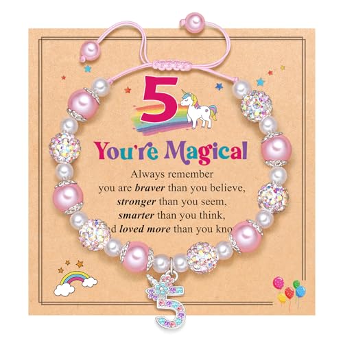 UPROMI Birthday Gifts for 3-12 Year Old Girl Unicorn Bracelet, Christmas Gifts for Daughter/Granddaughter/Niece
