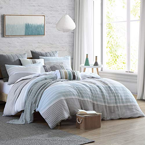 Best Seller Swift Home Cordelia Prewashed Yarn-Dyed 100% Cotton Gauze Stripe Duvet Cover Set, Oeko-Tex Certified, Ultra Soft and Breathable, Button Closure, All Season - Oatmeal, King/Cal King (104" x 92")