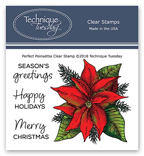 Perfect Poinsettia Clear Stamps | Photopolymer Stamps - Clear Rubber Stamps | Flowers Rubber Stamps | Stamps for Card Making | Christmas Stamp Set