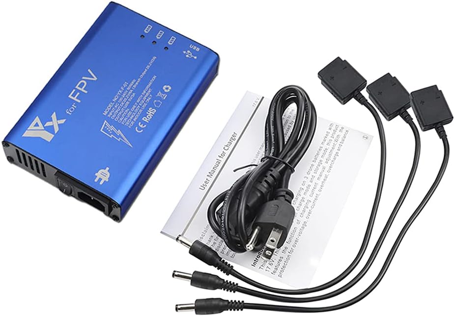 Review Discount HUINENGYUAN [Upgrade Grounded] Drone FPV Battery Charger, 5 in 1 Rapid Smart Battery Intelligent Fast Charger Hub (Charge 3 Batteries & 2 USB Ports Simultaneously) Compatible with DJI FPV