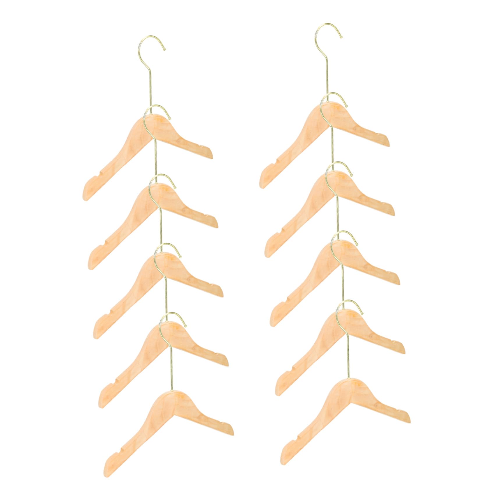 STOBAZA 10 Perchas Infantiles de Madera Dorada Seguras y Convenientes para Ropa de Niños, Ideales para Armarios Pequeños y Tiendas, Paquete de 10 Piezas