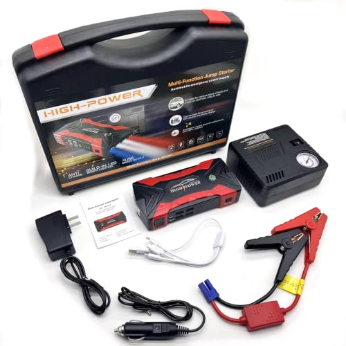 Image of Multi Function Car Jump Starter with air Pump Jumper Cables and Compass